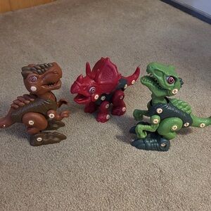 Dinosaur Assembly Toy Set - Brown, Red, Green